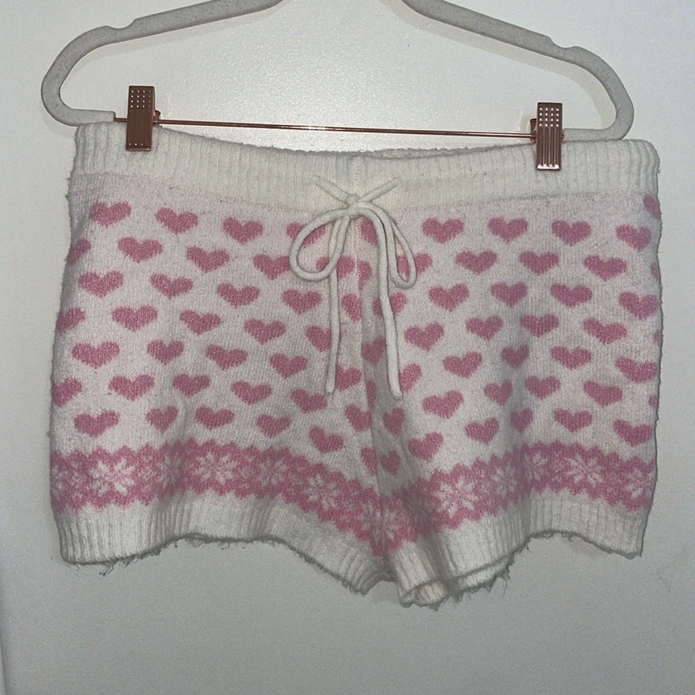 Boux Avenue Fairisle White and Ivory Heart Knit Shorts | UK 12 or US 8
